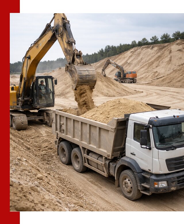 Доставка карьерного песка с самосвалами и разгрузкой в Североморске