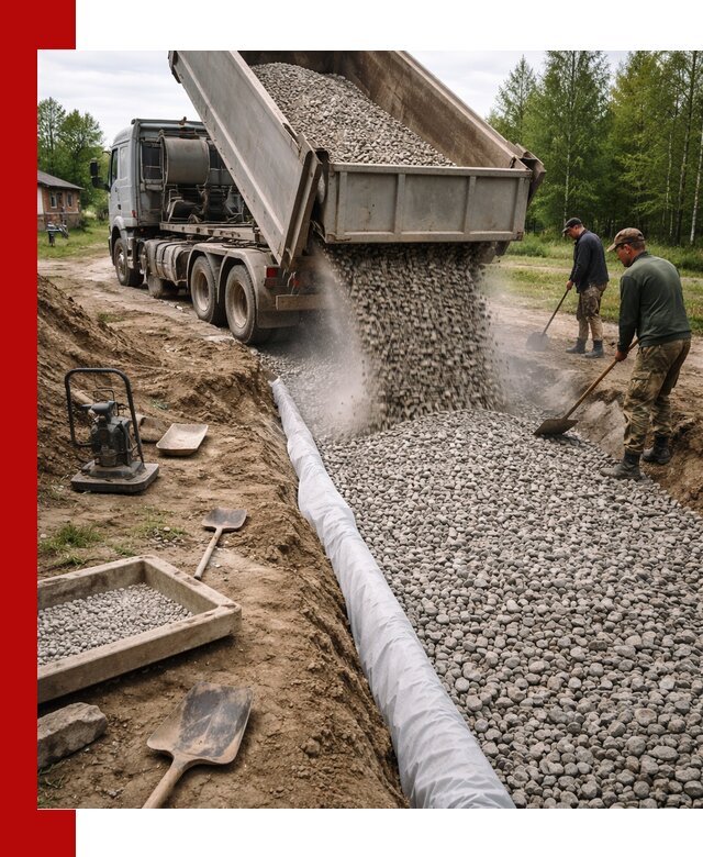 Гравий для дренажа с доставкой в Североморске качественный и недорогой