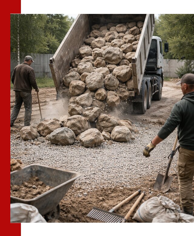 Доставка и укладка булыжника в Североморске