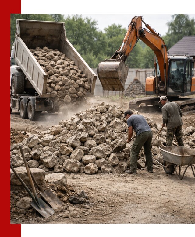 Доставка и разгрузка бутового камня в Североморске