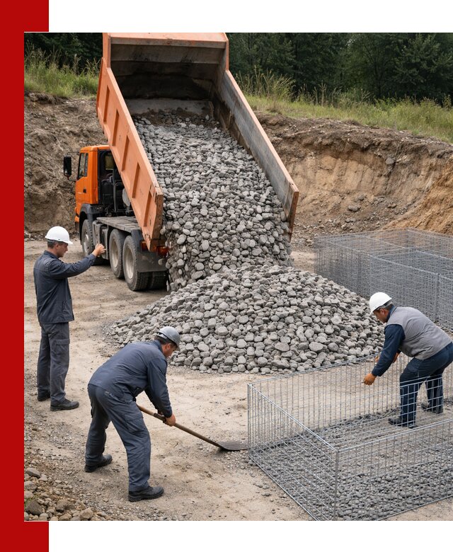 Камень для габионов с доставкой в Североморске быстро и надёжно