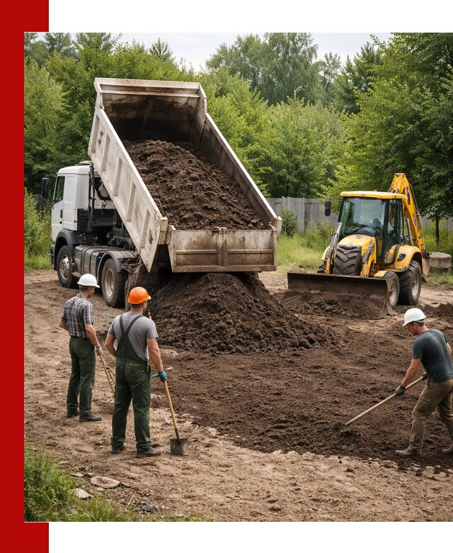 Доставка и укладка грунта для выравнивания участка в Североморске