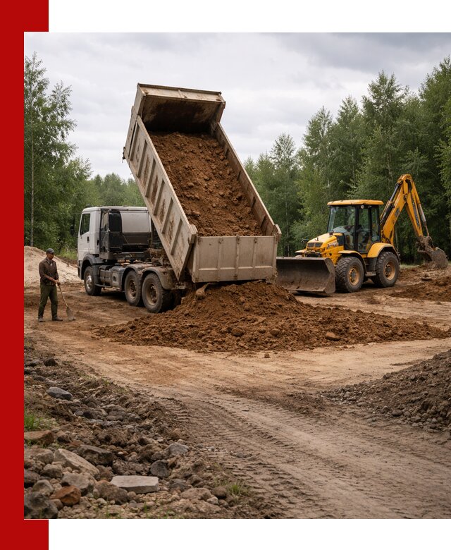 Доставка суглинка самосвалами в Североморске подсыпка и планировка