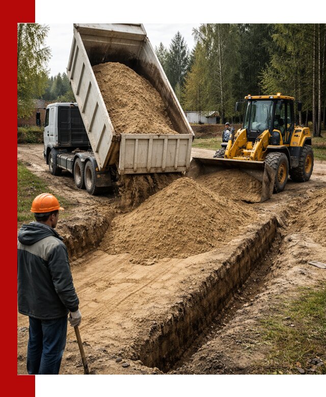 Доставка песчаного грунта в Североморске для строительных работ
