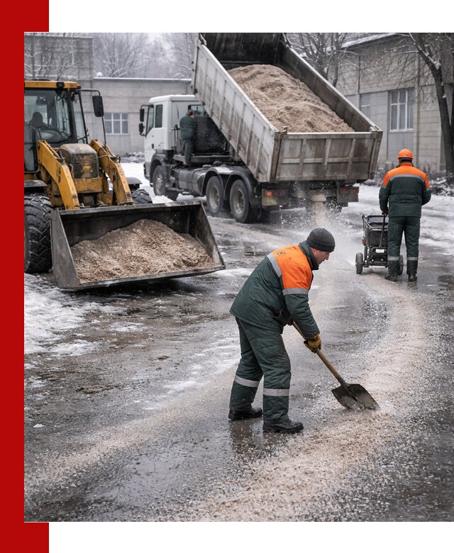 Реагент против гололеда с доставкой и нанесением в Североморске