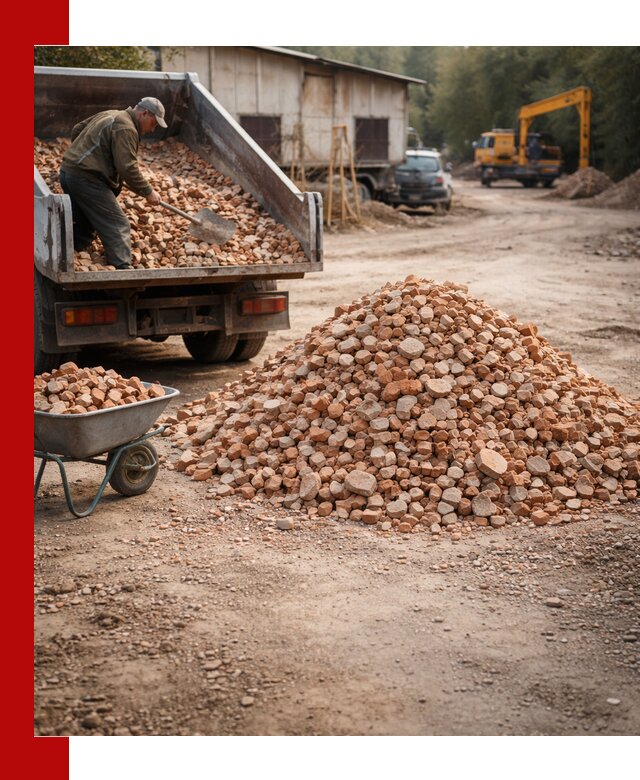 Доставка и подушка из боя кирпича с разгрузкой в Североморске