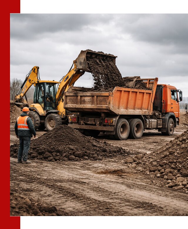 Вывоз грунта и строительного мусора в Североморске грузовыми самосвалами