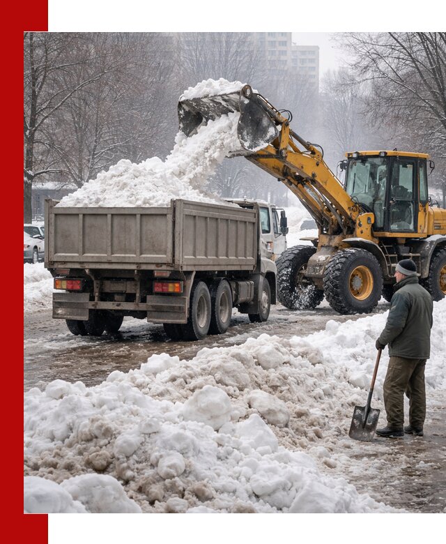 Вывоз снега грузовой техникой в Североморске оперативно и чисто