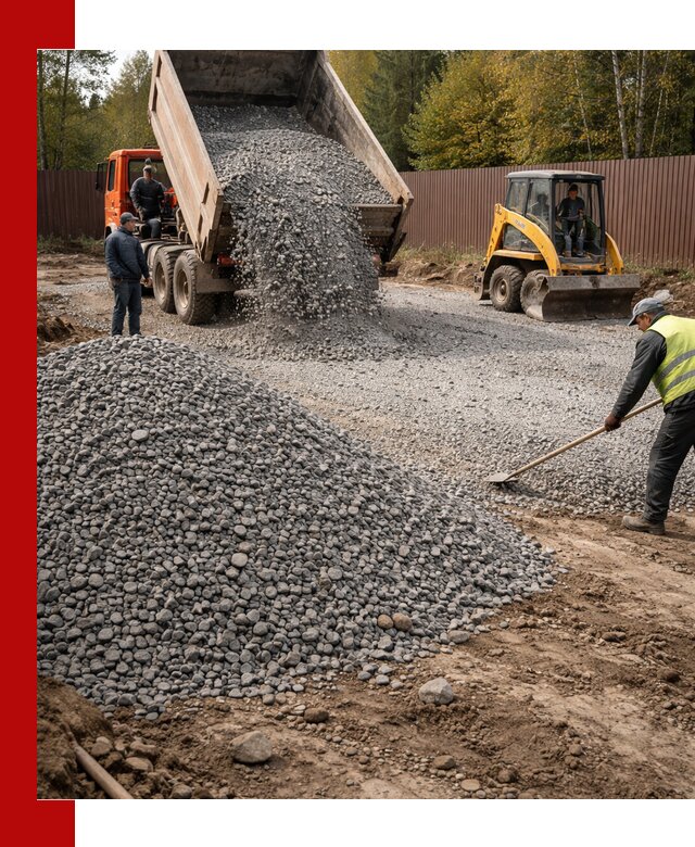 Отсыпка участка щебнем с доставкой и уплотнением в Североморске